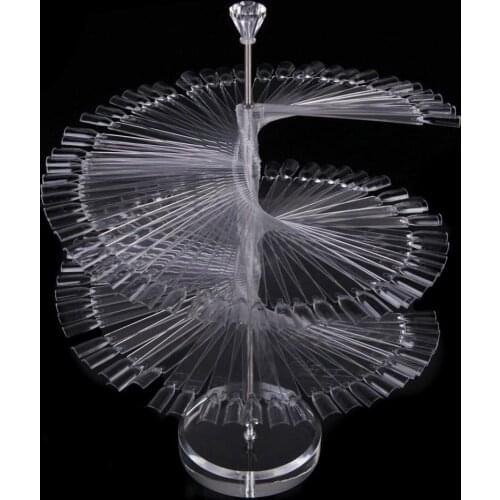 Showing Shelf Clear White Spiral 120X False Nail Art Tips Sticks Polish Display Fan Stand Nail Art Tools
