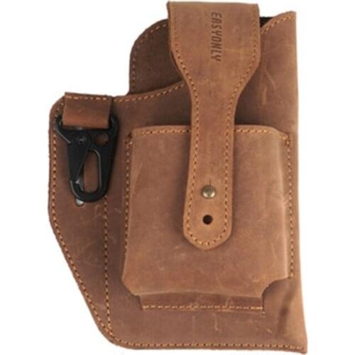 Double Mobile Phone Bag Hanging Waist Bag Multi-function Tool Sports Running Outdoor Construction Use Leather Bag Unisex