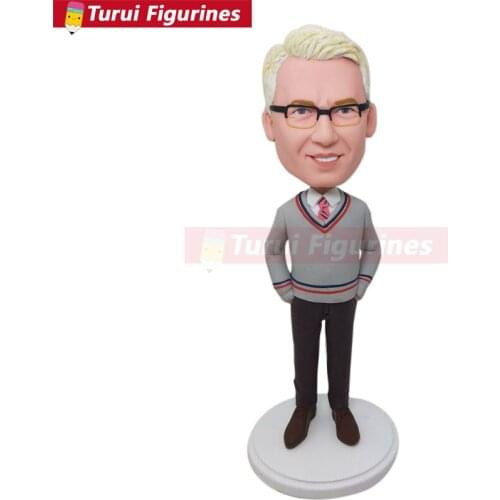 Custom Bobble Head Clay Figurines Based on Customers' Photo Birthday Cake Topper Christmas Gift Husband Christmas Son Gift Boyfr