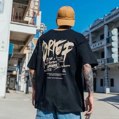 Mens Streetwear T Shirt Hip Hop Tee Tops T-Shirt Harajuku Cotton Loose Short Sleeve Pullover Mens Tops Blouse Oversized