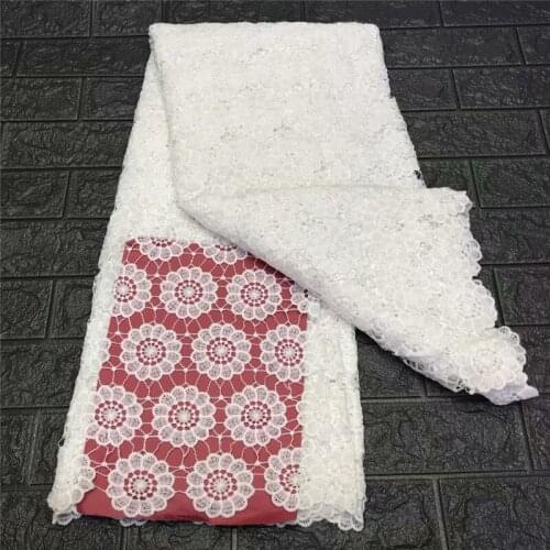 Hot Sale African Guipure Milk silk Lace Fabric White Nigerian Water Soluble Cord Laces Embroidery Cord Lace For Party Wedding