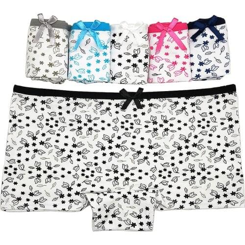 LOBBPAJA 6PCS/Lot Cotton Underwear Women Girls Shorts Boxers Briefs Ladies Panties Cute Floral Boyshorts Knickers M L XL LP332