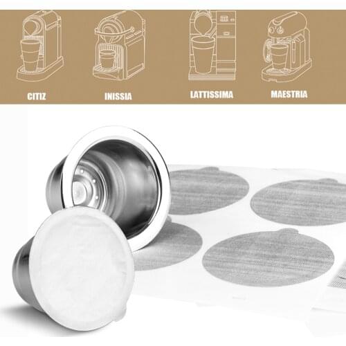 ICafilasStainless Steel For Nespresso Coffee Capsule with Disposible Foils Seals Easy Clean Reusable Cup Body