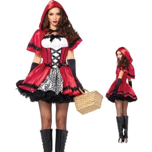 Adult Classic Little Red Riding Hood Costume Halloween Fairy Tales Cosplay Costume women