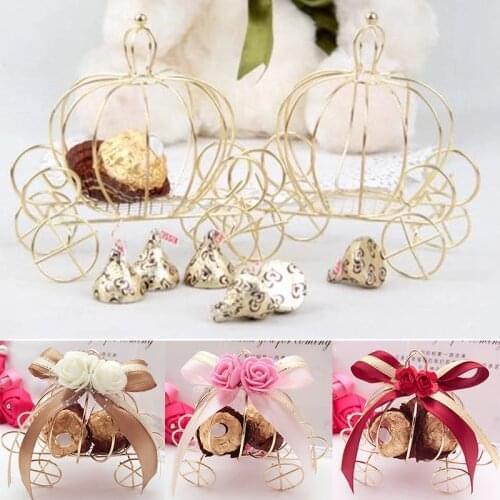 European Style Candy Box Wrought Iron Crown Pumpkin Cart Candy Chocolate Box Wedding Tinplate Wedding Candy Box