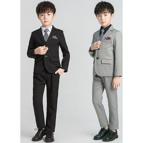 Boys Suits for Weddings Costume Enfant Garcon Mariage Disfraz Infantil Boy Suits Striped Formal 3pcs Girls Host Performance Suit