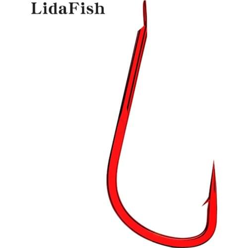 LIDAFISH Brand 100pcs/pack Hot Sale Red High Quality High Carbon Steel Fishing Hook 1#-10# With Barbed Hook 2021 Newest