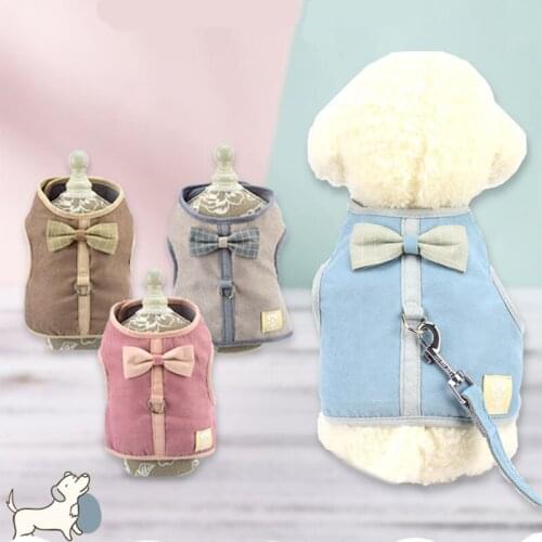 Small Dogs Puppy Outdoor Walking Dogs Harness and Leashes Summer Pets Dogs Mesh Breathable Bow Breakaway Harness Collar Supplies