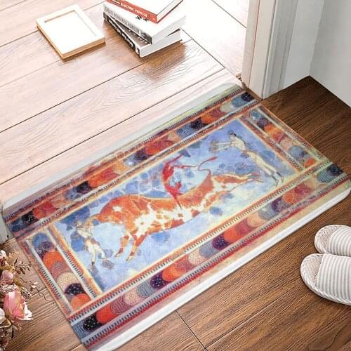 Minoan Bull Leaping Fresco Doormat Carpet Mat Rug Polyester Anti-slip Floor Decor Bath Bathroom Kitchen Living Room 40x60