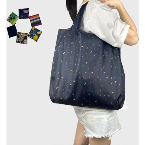 Large Capacity Shopping Bag Reusable Folding Tote Bag Medium 30 Pounds Cartoon Grocery Bag Portable Fashion Pocket Nylon