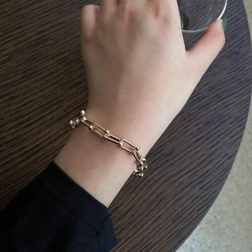 Trendy Thick Chain Bracelet for Women Girls Couple Creative Vintage Handmade Hasp Bracelet Birthday Jewelry Gift Accessories
