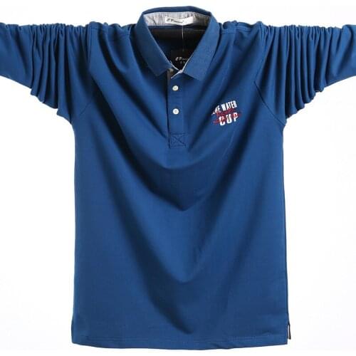 2021 Mens Oversized Long Sleeves Polo Shirt Men Casual Cotton Male Large Tee Autumn Loose Fit Plus Size M-XXXXL 5XL Polo Shirt