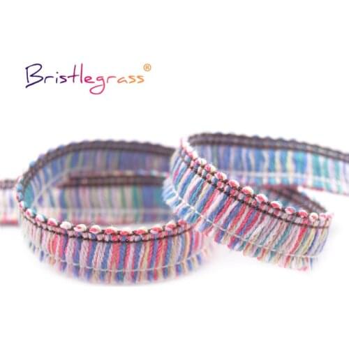 BRISTLEGRASS 5 10 Yard 5/8" 16mm Soft Rainbow Braided Crochet Lace Trims Decorative Ribbon Fabric Costume Dress DIY Sewing Craft