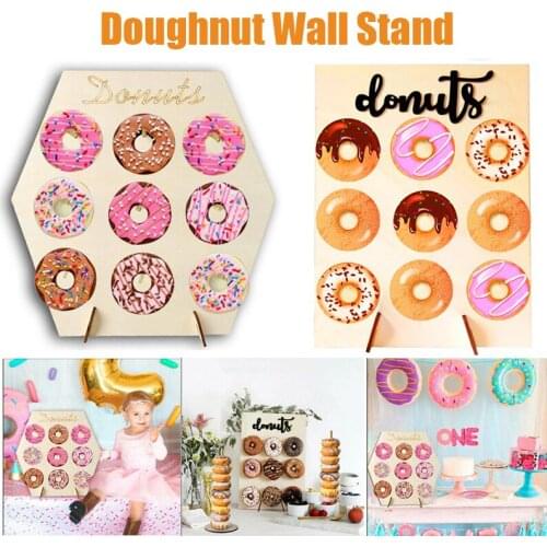 Doughnut Wall Stand Wooden Donut Holder Wedding Birthday Party Table Decor Favour Rack Storage Shelf Decoration Baby Shower
