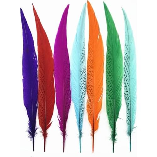 50Pcs/Lot Scustom Color Ilver Pheasant Tail Feather for Crafts 30-80cm/12-32" Pheasant Feathers for Decoration Long Plume Decor