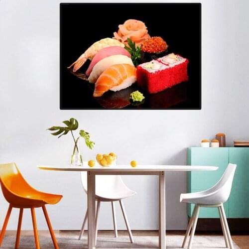 Japanese Food Sushi Posters Wall Art Painting Modern Square Canvas Prints Sticker for Dining Room Kitchen Home Decor Frameless