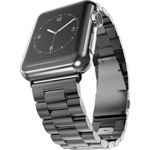 For Apple Watch Series 6 5 4 3 2 Band Strap 40mm 44mm 42mm Black Stainless Steel Bracelet Strap Adapter for iWatch Band 4 3 38mm