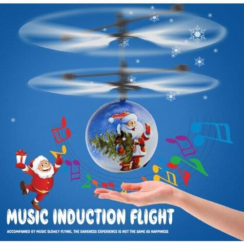 Christmas Mini Drone Induction Aircraft Music Santa Claus Aircraft Flying Toys RC Helicopter Xmas Gift Drone Toys For Children