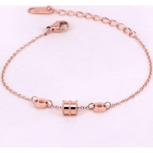 Rose Gold Mini Double Groove Cylindrical Bracelet