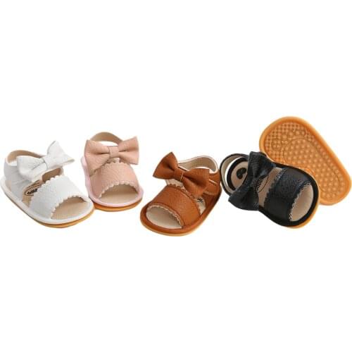 Citgeett Summer Fashion Newborn Infant Baby Girls Princess Shoes Bowknot Casual Sandals PU Non-slip Shoes 0-18M
