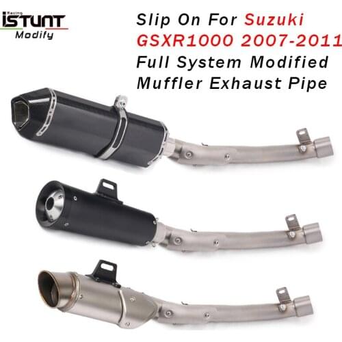 Slip On Full System Escape Modified Muffler Exhaust Pipe For Suzuki GSXR1000 K7 K8 K9 K10 K11 2007-2011 Middle Link Pipe Muffler
