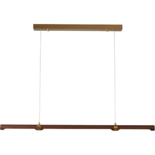 Modern Nordic Walnut Long Strip Chandelier Lamps Wood Restaurant Minimalist Studio Solid Office Personality LED Lighting