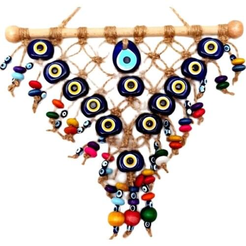 Trigon Glass Evil Eye Bead Handmade Souvenir, Wall, Balcony and Terrace Ornament