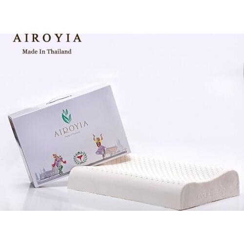 Thai factory makes natural latex pillow 93% natural latex content wavy smooth adult cervical spine pillow