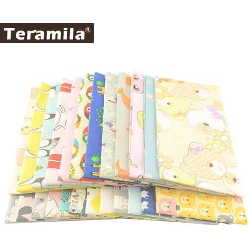 Teramila 100% Cotton Fabric Cartoon Animal Design Telas 50x50cm Fat Quarters DIY Patchwork Baby Cloth Bedsheet Tissus Cushion