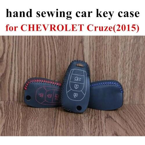 Only Red fit for CHEVROLET Cruze(2015) sewing hand leather car key case cover Special Car key case car accessory
