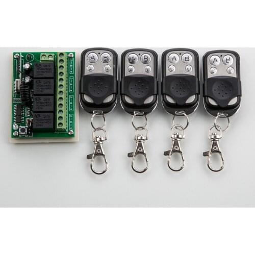 Universal DC12V 4CH RF Wireless Remote Control switch Receiver + Transmitter 315/433mhz power on and off control