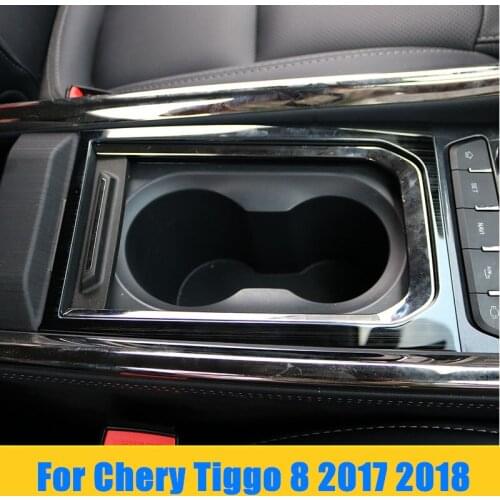 Interior Mouldings Car Water cup holder frame Stainless steel Decoration Cover Stickers for Chery Tiggo 8 2017 2018