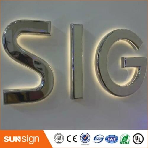 Stainless steel logo sign outdoor lighting letters led light up letters