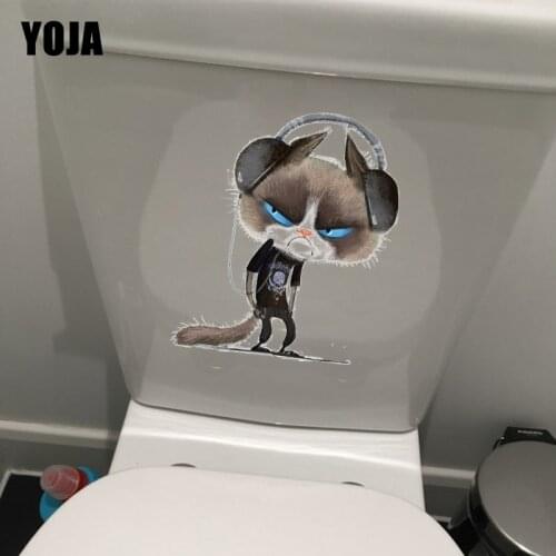 YOJA 19.5*23.6CM Funny Fashion Cat Modern Room Wall Decor Toilet Sticker Decal T1-0074