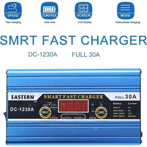 1pc Car Auto Intelligent 12V 30A Battery Charger Wet Gel MF CA EFB AGM Battery For Caravan Boat Motorcycle UK Plug Accessories