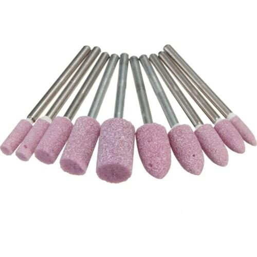 10PCS 1/8 \" Red Abrasive Polishing Mounted Stone Rotary Tool Grinding Wheel New