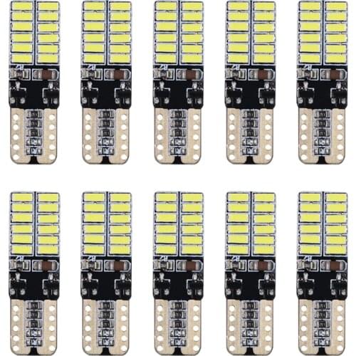 10pcs Canbus T10 W5W 194 168 2825 4014 24SMD White LED Bulbs for Car License Plate Lights side door courtesy Interior lights