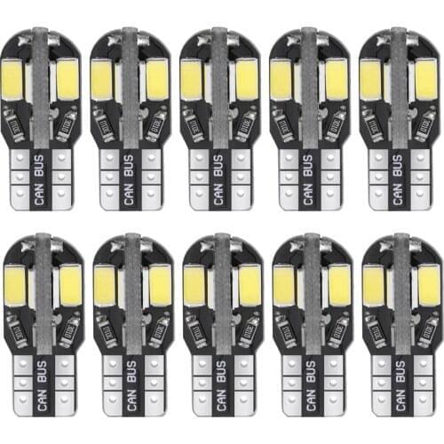 100PCS T10 W5W LED Bulbs 194 5630 8 SMD Car Led Light Auto Interior Bulb Canbus Car Side Wedge Light Car Styling Lamp White 12V