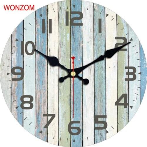 12" Silent Large Wall Clock Battery Operated Non-Ticking Vintage Wood Wall Clocks Frameless Retro Wall Clock for School Bathroom