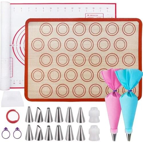 22Pcs Set Non-Stick Silicone Baking Mat Pad Sheet tools for Bake Pans -Macaroon/Pastry/Cookie Making /Rolling Dough Mat