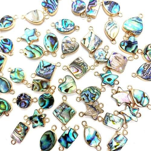 Abalone Shell Pendant Square Oval Drop Shape Double Hole Connector DIY Fashion Jewelry Making Couple Bracelet Necklace 3 Pieces