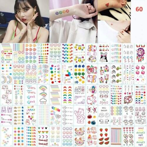 30pcs Waterproof Temporary Tattoo Fake Tattoo Sticker Arm Leg Body Woman Cartoon Colorful Art Temporal Tattoos Decorations DIY