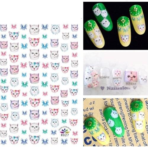 3D Nail Sticker Autumn Fashion Small Compact Adhesive Sticker Cute Cat Pet Animal Stickers for Manicure Nail Art Decoration