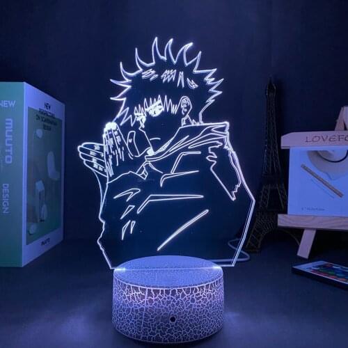 Acrylic Led Night Light Manga Megumi Fushiguro 3D Lamp Anime Jujutsu Kaisen Led Night Light for Birthday Gift Jujutsu Kaisen