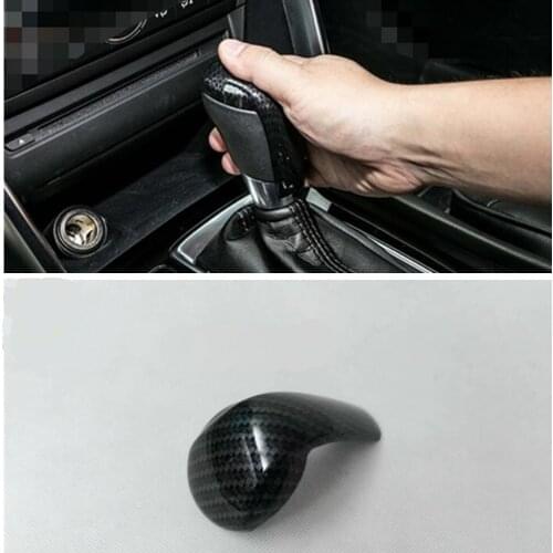 Yimaautotrims Auto Accessory Gear Head Shift Knob Handle Cover Trim / Carbon Fiber Look Fit For Mazda 2 3 6 CX-3 CX-5 CX-9 ABS
