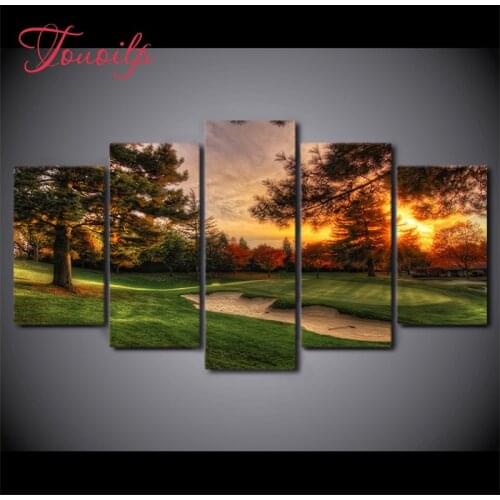 5D Diy Golf Course Trees Sunset spuare&round diamond painting crystal diamond embroidery diy crystal painting cross stitchsets