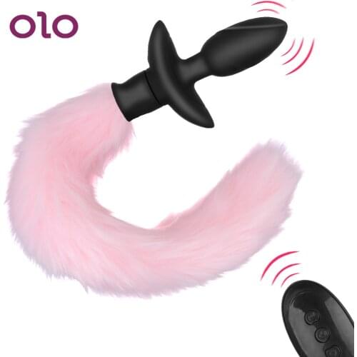 10 Frequency Vibrating Butt Plug Remote Control Fox Tail Anal Plug Vibrator Anus Dilator Adult Game Cosplay Sex Toys For Couple