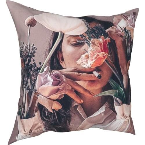 Rose Beauty decorative cushion cover simple style 3D printing pillow cushion cover 45cm linen pillow cover culture