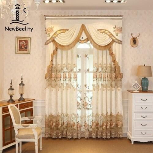 European Style Curtain Stitching Velvet Embroidery Light Leakage, Curtains for Living Room, Bedroom, Dining Room