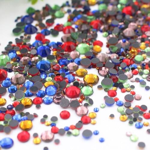 Hot Sale High Quality Hotfix Rhinestones Mix Size Crystals SS6-SS30 1000pcs Glue back Crystal Rhinestone for Clothes Bags
